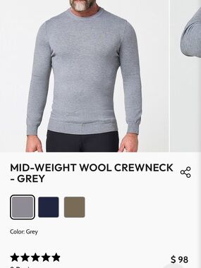 Men's Grey Wool Crewneck Sweater